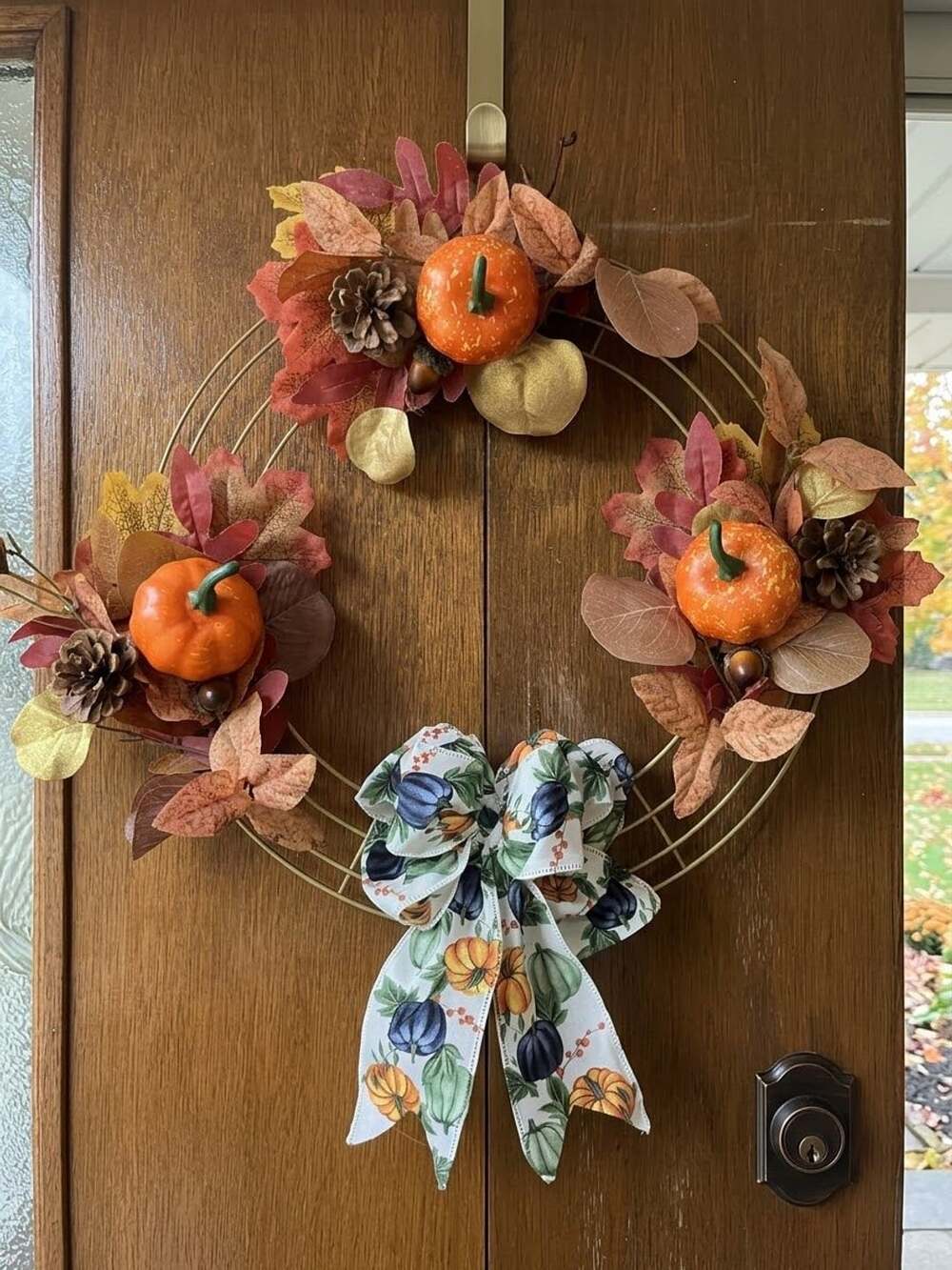 Farmhouse Fall Pumpkin Wreath | Creations by Loren | Handmade